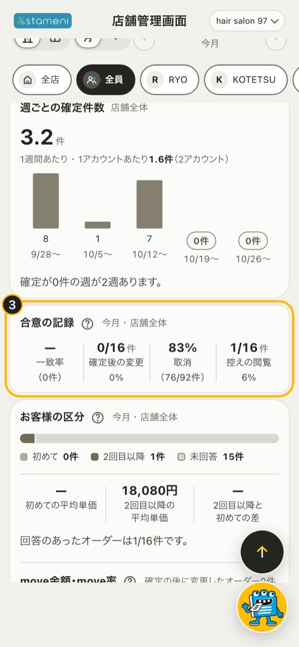 手順3の画面：合意の記録